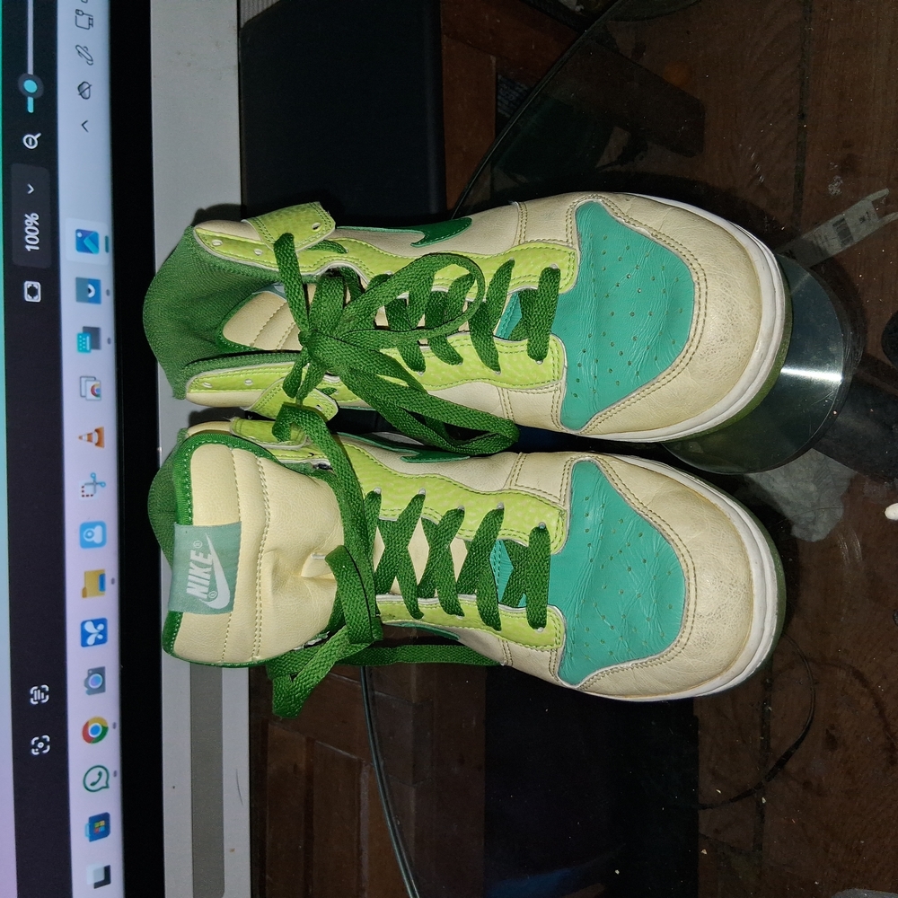 Nike Green and Cream Sneakers with Bold Laces